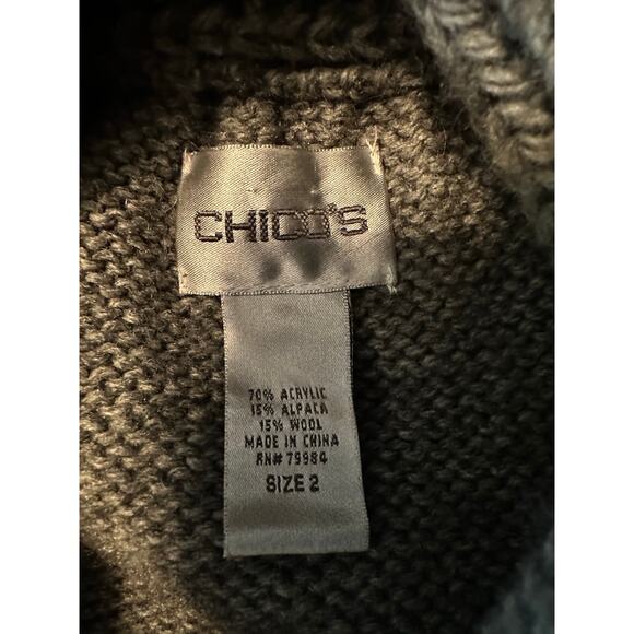 Chico’s Grey Gray Knit Double Button Cape Style Long Line Cardigan Size 2 US 12 - Picture 6 of 6